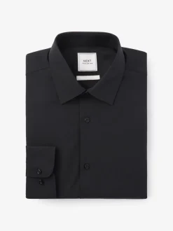 Next - Ajustement régulier - Chemises intelligentes faciles d’entretien à poignets simples Noir Best