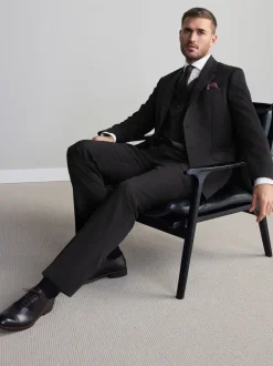 Next Noir - Ajustement régulier - Veste de costume Signature Nova Fides en 100% laine italienne New