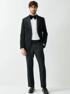 Next Noir - Ajustement régulier - Pantalon de smoking texturé avec détail de ruban adhésif Discount