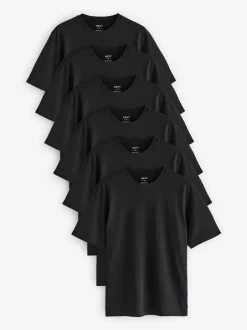 Next - Ajustement régulier - Lot de t-shirts essentiels en coton 6 Noir Outlet