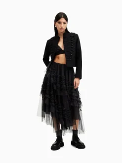 All Saints Noir - Allsaints Jen Tulle Jupes Discount