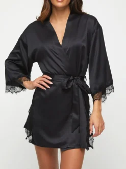 Ann Summers Noir - Satin Robe de chambre Cherryann Peignoirs Sale