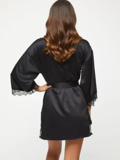 Ann Summers Noir - Satin Robe de chambre Cherryann Peignoirs Sale