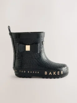 Baker by Ted Baker Noir - Bottes de bien-être doublées en fausse fourrure avec nœud pour fille Online
