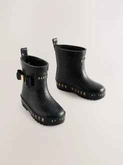 Baker by Ted Baker Noir - Bottes de bien-être doublées en fausse fourrure avec nœud pour fille Online