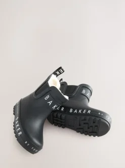 Baker by Ted Baker Noir - bottes de bien-être doublées de fausse fourrure garçon Clearance