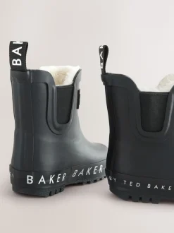 Baker by Ted Baker Noir - bottes de bien-être doublées de fausse fourrure garçon Clearance