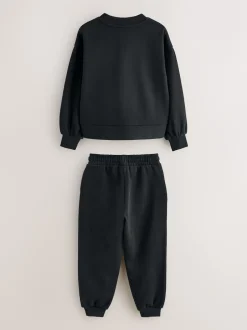 Baker by Ted Baker Noir - Ensemble 2 pièces à Imprimé floqué sweat carré et Joggings à poignets Outlet