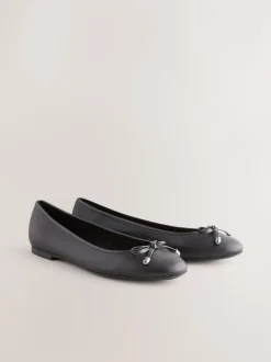 Next Noir - Ballerines en cuir à bout rond Clearance