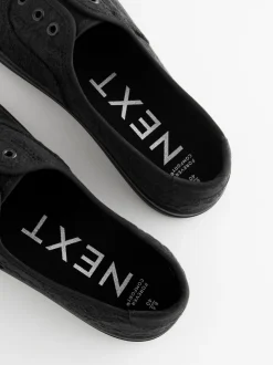 Next Noir - Baskets à enfiler en toile brodée sans lacets Clearance