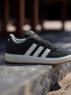 adidas - Baskets Grand Court 00s en daim et dentelle pour enfant Noir New