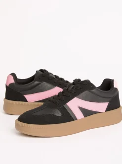 Friends Like These - Baskets de sport à lacets rétro à semelle en gomme Noir Sale