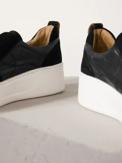 Next Noir - Baskets Signature à plateforme compensée épaisse en cuir Clearance