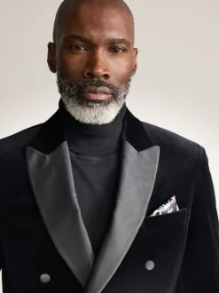 Next Noir - Blazer croisé en velours italien Signature Pontoglio Hot