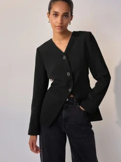 Next Noir - Blazer sans col en V Clearance