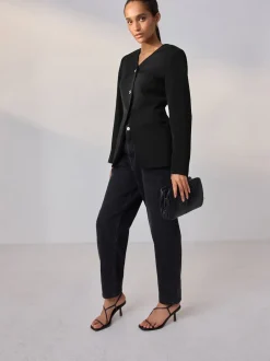 Next Noir - Blazer sans col en V Clearance