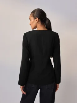 Next Noir - Blazer sans col en V Clearance