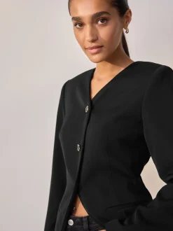 Next Noir - Blazer sans col en V Clearance