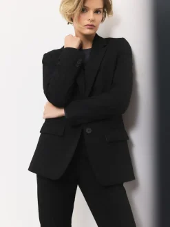 Next Noir - Blazer simple boutonnage en laine Outlet