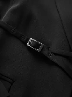 Next Noir - Blazer skinny à simple boutonnage et ceinture