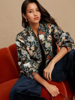 Next Noir - Blouson bomber en jacquard fleuri Clearance