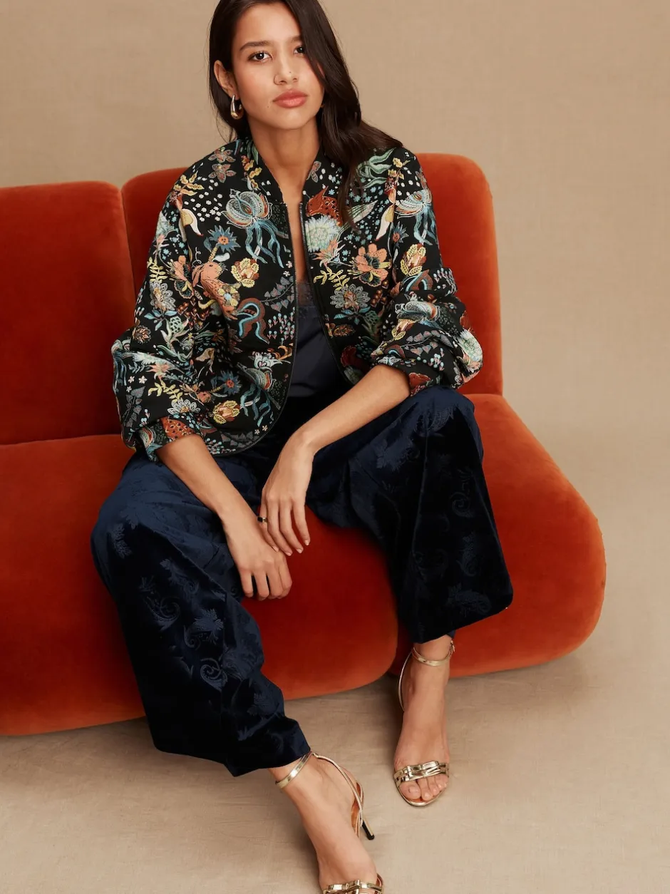 Next Noir - Blouson bomber en jacquard fleuri Clearance