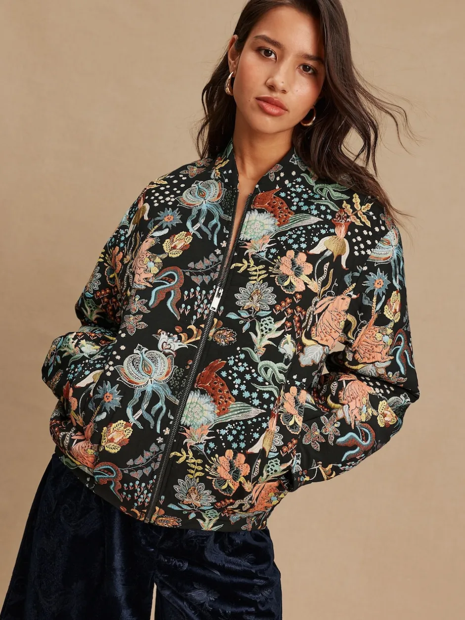 Next Noir - Blouson bomber en jacquard fleuri Clearance