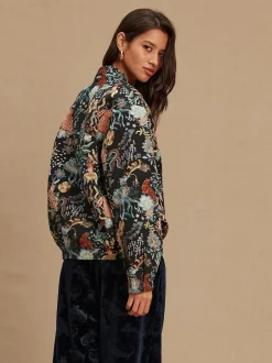 Next Noir - Blouson bomber en jacquard fleuri Clearance