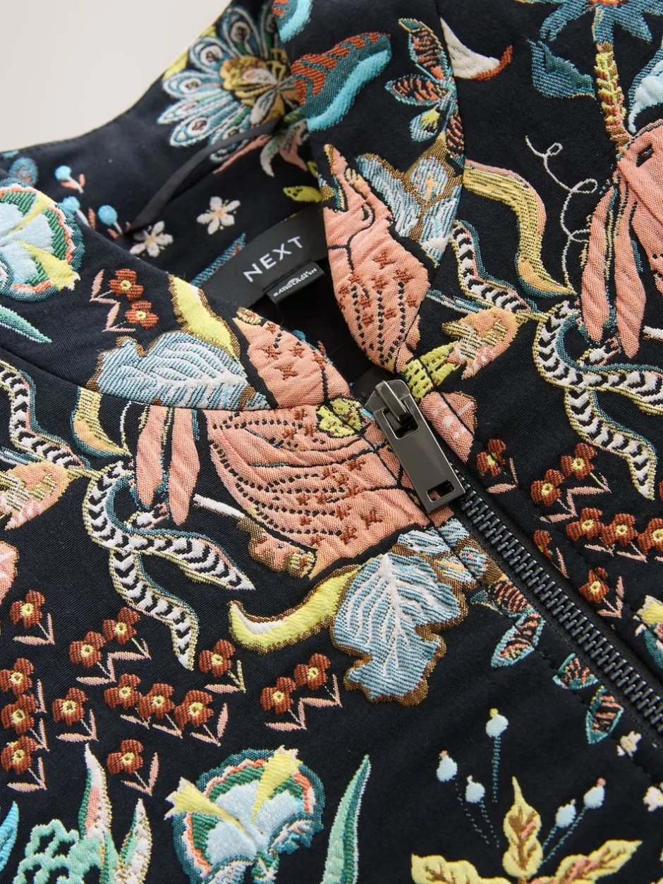 Next Noir - Blouson bomber en jacquard fleuri Clearance