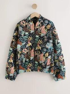 Next Noir - Blouson bomber en jacquard fleuri Clearance