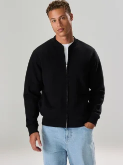 Next Noir - Blouson bomber en jersey zippé en coton riche Outlet