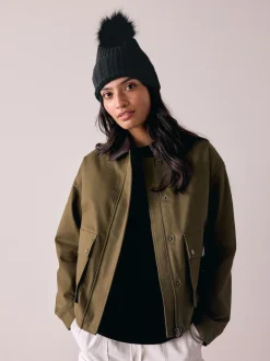 Next - Bonnet à pompon en maille côtelée Noir