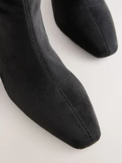 Next Noir - Bottes chaussettes à talon bloc et bout ciselé Discount