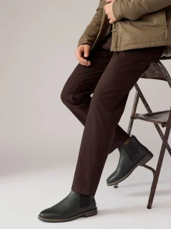 Next Noir - Bottes Chelsea en cuir cireux Outlet