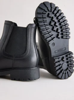 Next Noir - Bottes Chelsea en cuir à doublure chaude Discount