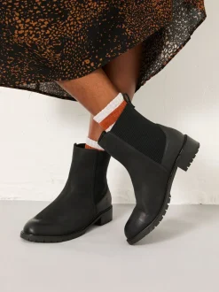 Fat Face Noir - Bottes Chelsea FatFace en Cuir Coupe large Best