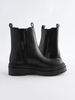 Next Noir - Bottes Chelsea épaisses en cuir Sale