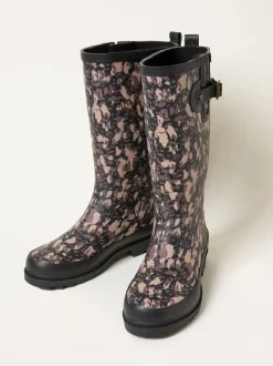 Fat Face Noir - Bottes de pluie imprimées en caoutchouc FatFace Online