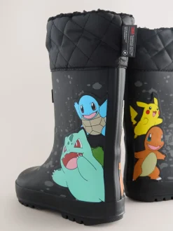 Next Noir - Bottes de pluie Pokemon à doublure chaude Clearance