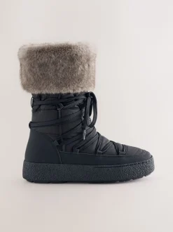 Next Noir - Bottes doublées en fausse fourrure Forever Comfort® avec finition déperlante Best