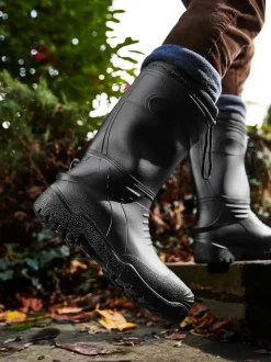 Next Noir - Bottes en caoutchouc doublées Clearance