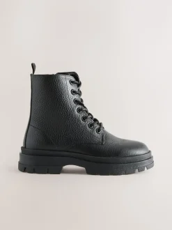 Next Noir - Bottes en cuir à lacets Online