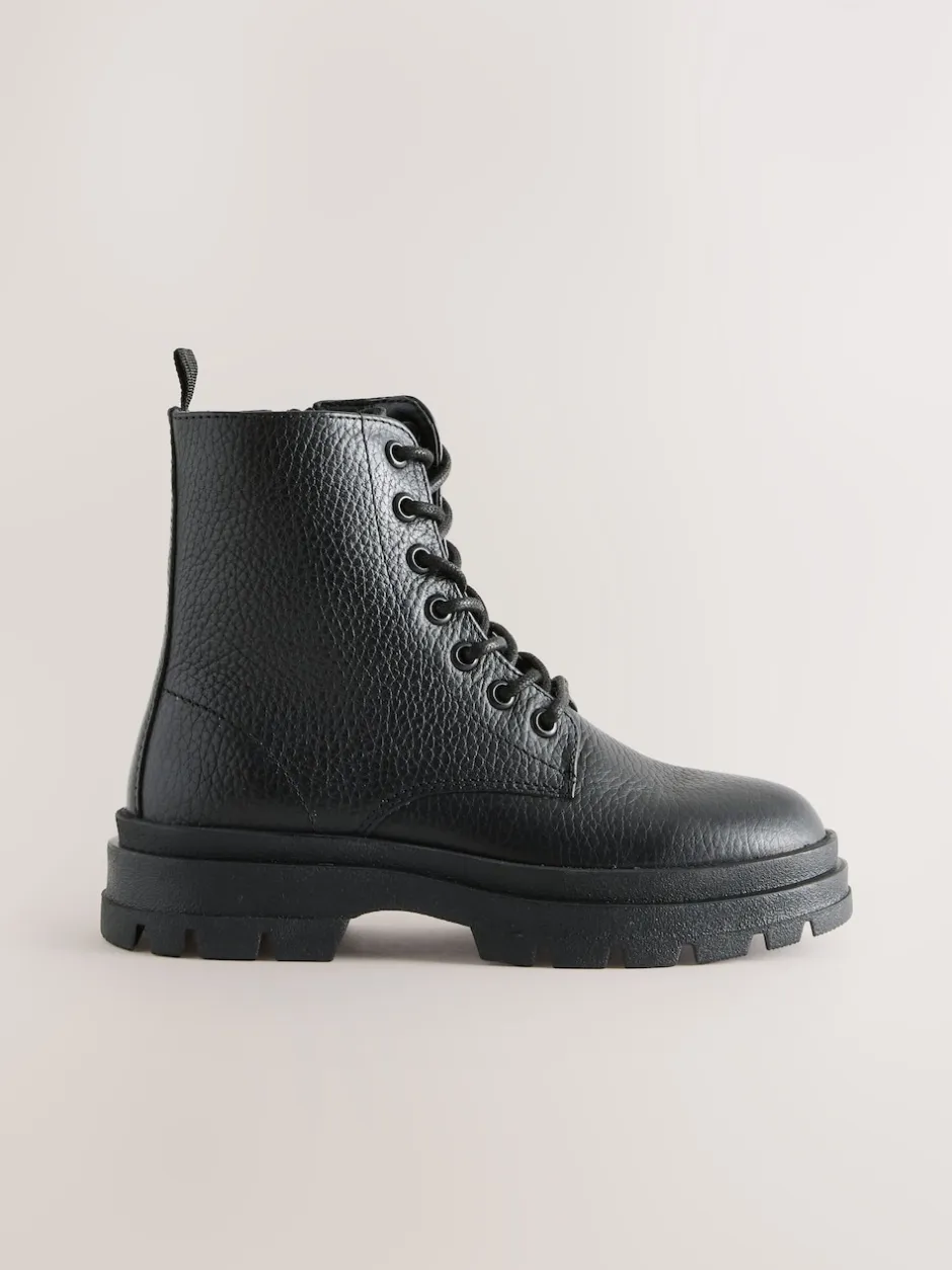 Next Noir - Bottes en cuir à lacets Online