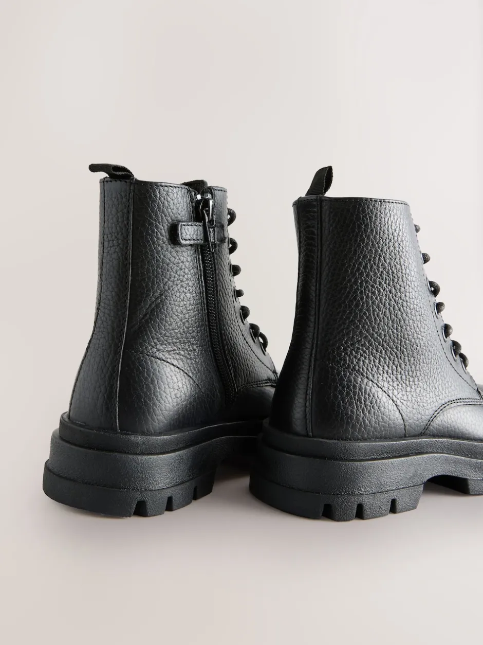 Next Noir - Bottes en cuir à lacets Online