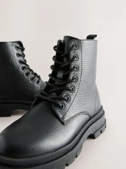 Next Noir - Bottes en cuir à lacets Online