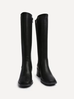 Linzi Noir - Bottes hautes Reason à talons carrés avec panneau extensible dans le dos Discount
