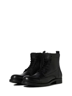 JACK & JONES Noir - Bottes en cuir Discount
