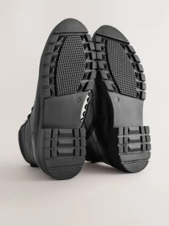 Next Noir - Bottes zippées en cuir doublées de peau de mouton Clearance