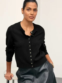 Next - Cardigan ajusté ultra-doux à col rond en laine Noir Online