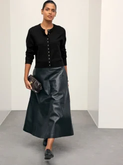 Next - Cardigan ajusté ultra-doux à col rond en laine Noir Online